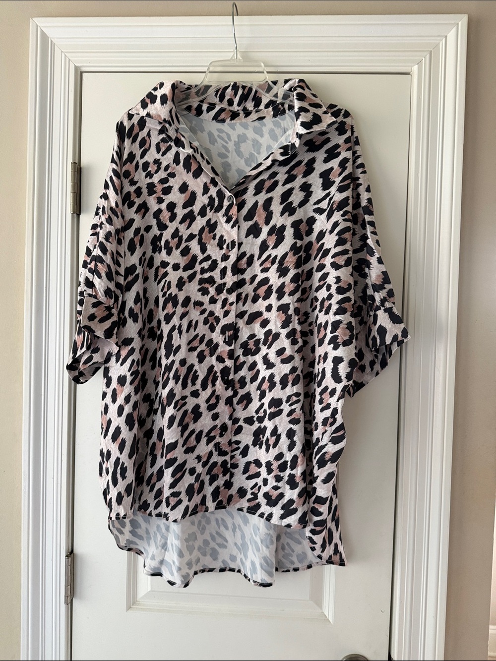 Women's  Leopard Print Button-Front Top